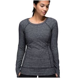 Lululemon Race Your Pace Long Sleeve Shirt Heathered Black Sporty Gym Size 6